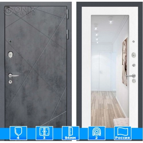 Входная дверь LOFT с Зеркалом 18 - Белое дерево