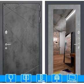 Входная дверь LOFT с Зеркалом 18 - Бетон светлый