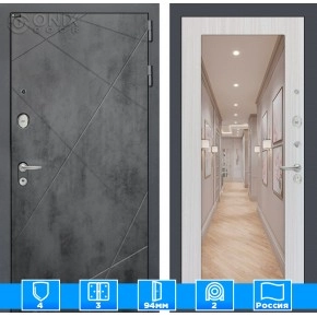 Входная дверь LOFT с Зеркалом 18 - Сандал белый