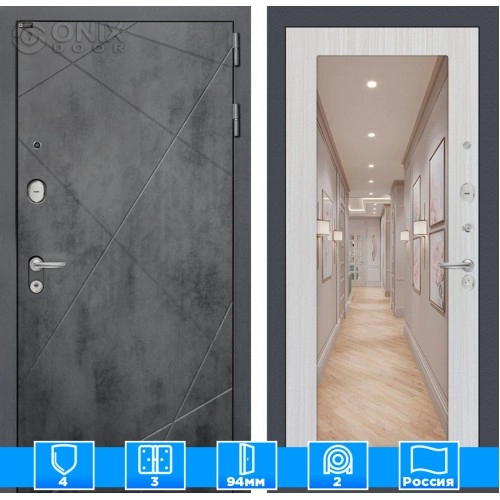 Входная дверь LOFT с Зеркалом 18 - Сандал белый