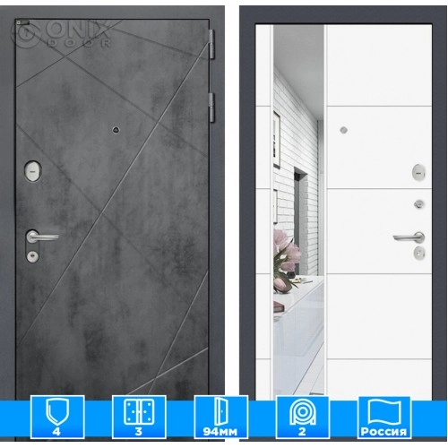 Входная дверь LOFT с Зеркалом 19 - Белый софт