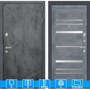 Входная дверь LOFT 20 - Бетон темный, зеркальные вставки