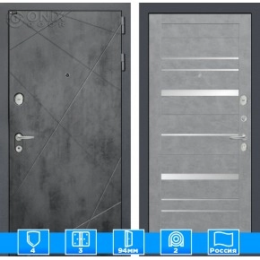 Входная дверь LOFT 20 - Бетон светлый, зеркальные вставки