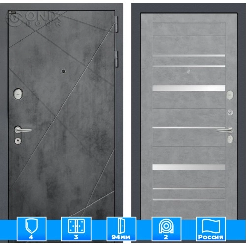 Входная дверь LOFT 20 - Бетон светлый, зеркальные вставки