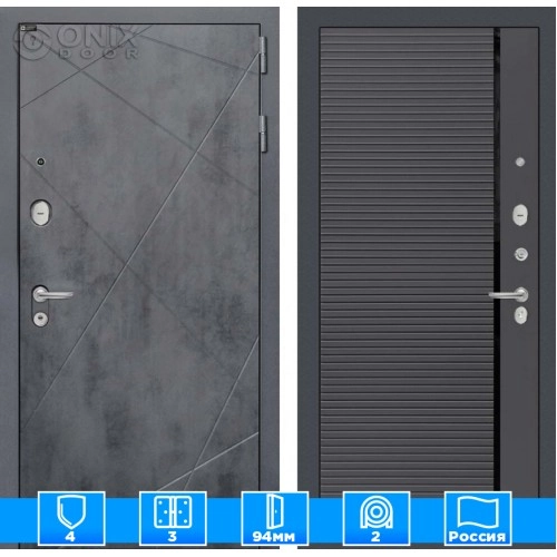 Входная дверь LOFT 22 - Графит софт, черная вставка