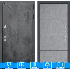 Входная дверь LOFT 25 - Бетон светлый, черный молдинг