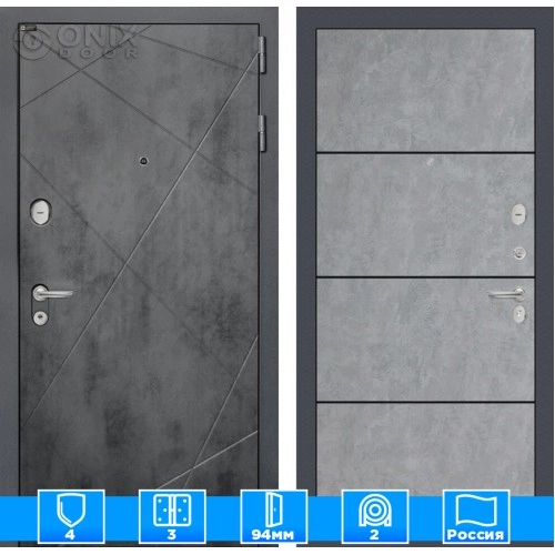 Входная дверь LOFT 25 - Бетон светлый, черный молдинг