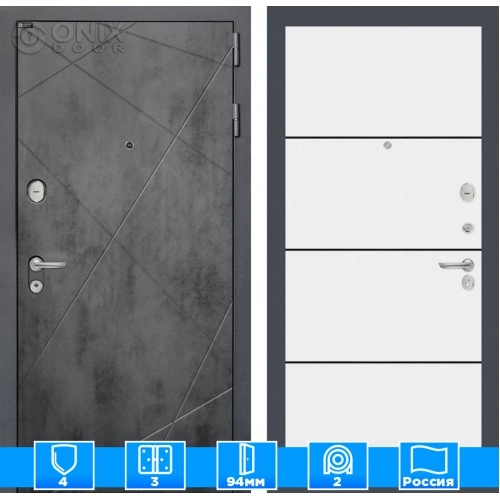 Входная дверь LOFT 25 - Белый софт, черный молдинг