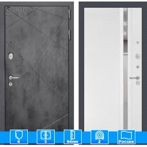 Входная дверь LOFT 31 - Белый софт, зеркальная вставка с тонировкой