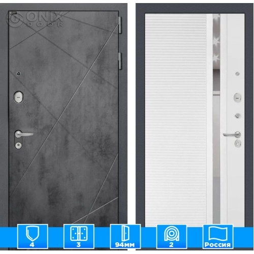 Входная дверь LOFT 31 - Белый софт, зеркальная вставка с тонировкой