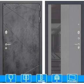 Входная дверь LOFT с Зеркалом 32 тонированным - Серыйрельефсофт