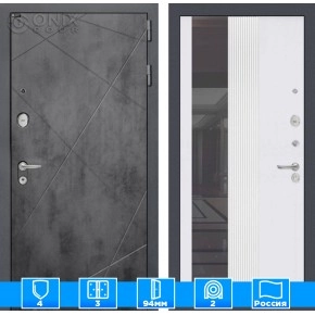 Входная дверь LOFT с Зеркалом 32 тонированным - Белый рельеф софт