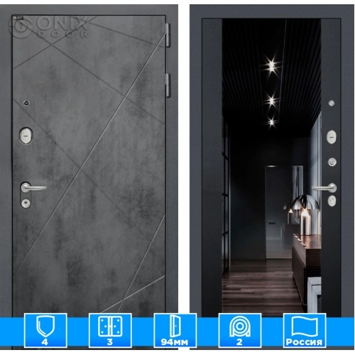 Входная дверь LOFT с Зеркалом тонированным Максимум - Черный кварц