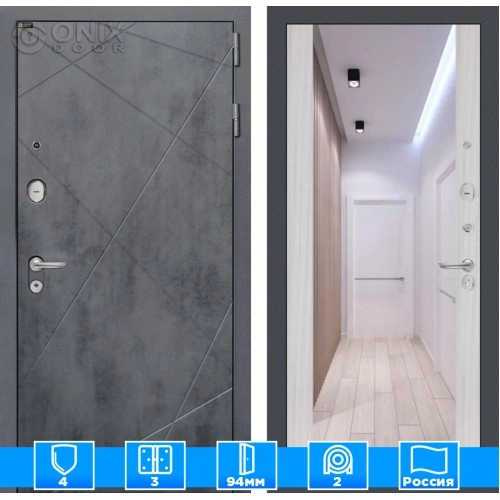 Входная дверь LOFT с Зеркалом Максимум - Сандал белый