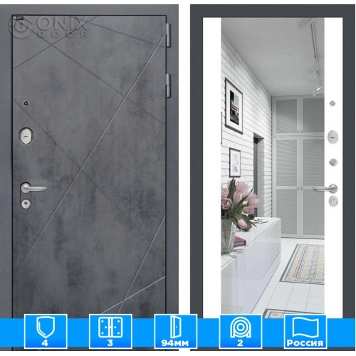 Входная дверь LOFT с Зеркалом Максимум - Белый софт