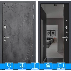 Входная дверь LOFT с зеркалом Панорама с тонировкой - Черный кварц