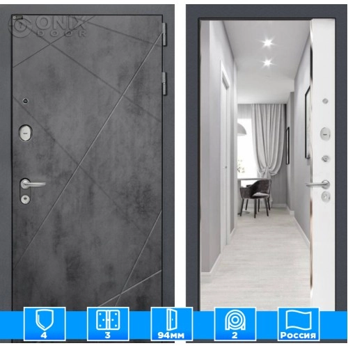 Входная дверь LOFT с зеркалом Панорама - Белый софт