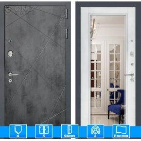 Входная дверь LOFT с Зеркалом Фацет - Белый софт