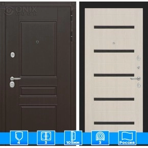 Входная дверь Мегаполис 01 - Беленый дуб, стекло черное