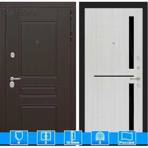 Входная дверь Мегаполис 02 - Сандал белый, стекло черное