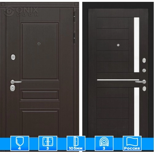 Входная дверь Мегаполис 02 - Венге, стелко белое