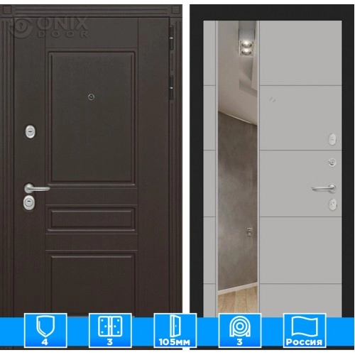 Входная дверь Мегаполис с Зеркалом 19 - Грей софт