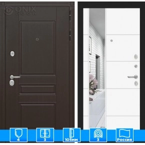 Входная дверь Мегаполис с Зеркалом 19 - Белый софт