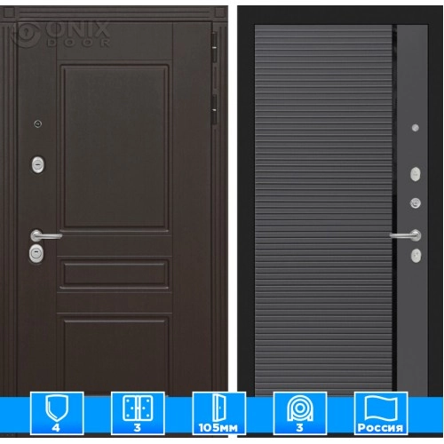 Входная дверь Мегаполис 22 - Графит софт, черная вставка