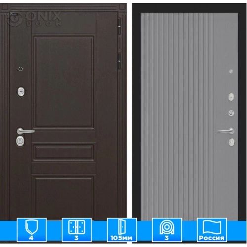 Входная дверь Мегаполис 29 - Серый рельеф софт