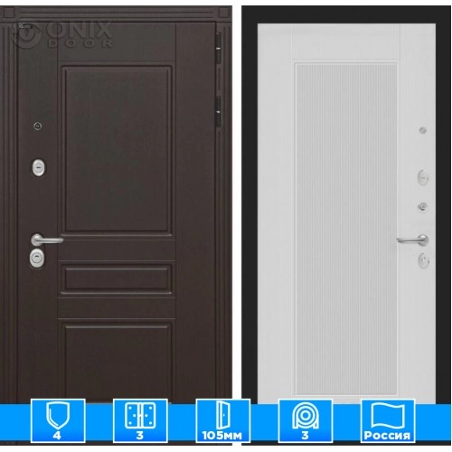 Входная дверь Мегаполис 30 - Белый рельеф софт