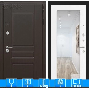 Входная дверь Мегаполис с Зеркалом 18 - Белое дерево