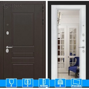 Входная дверь Мегаполис с Зеркалом Фацет - Белый софт