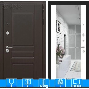 Входная дверь Мегаполис с зеркалом Максимум - Белый софт