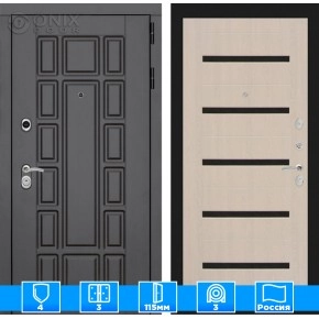 Входная дверь Нью-Йорк 01 - Беленый дуб, стекло черное