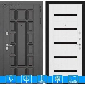 Входная дверь Нью-Йорк 01 - Белое дерево, стекло черное