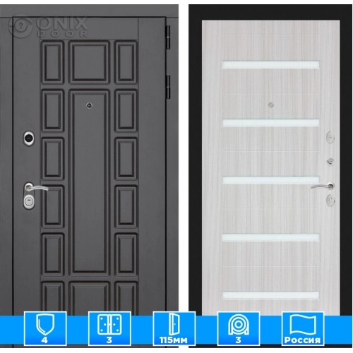 Входная дверь Нью-Йорк 01 - Сандал белый, стекло белое