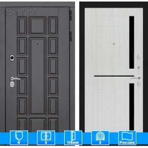 Входная дверь Нью-Йорк 02 - Сандал белый, стекло черное