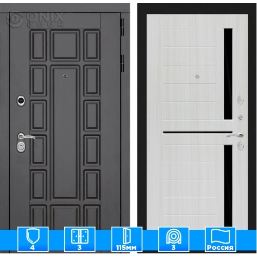 Входная дверь Нью-Йорк 02 - Сандал белый, стекло черное