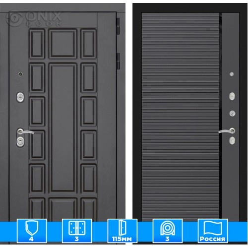 Входная дверь Нью-Йорк 22 - Графит софт, черная вставка