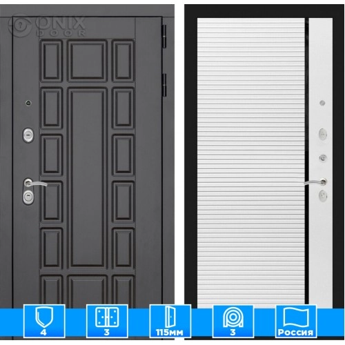 Входная дверь Нью-Йорк 22 - Белый софт, черная вставка