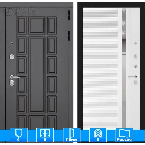 Входная дверь Нью-Йорк 31 - Белый софт, зеркальная вставка с тонировкой