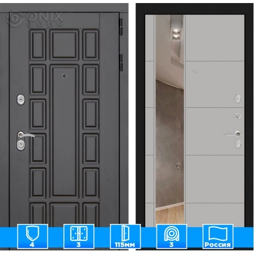 Входная дверь Нью-Йорк с Зеркалом 19 - Грей софт