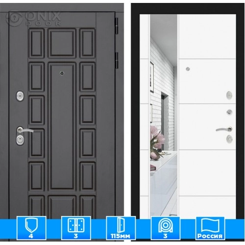 Входная дверь Нью-Йорк с Зеркалом 19 - Белый софт