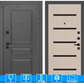 Входная дверь Орлеан 01 - Беленый дуб, стекло черное