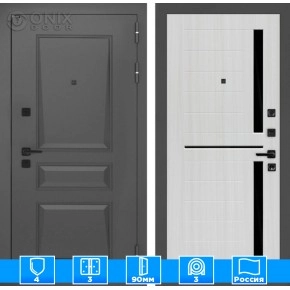 Входная дверь Орлеан 02 - Сандал белый, стекло черное