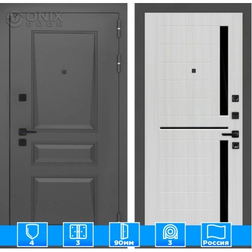 Входная дверь Орлеан 02 - Сандал белый, стекло черное