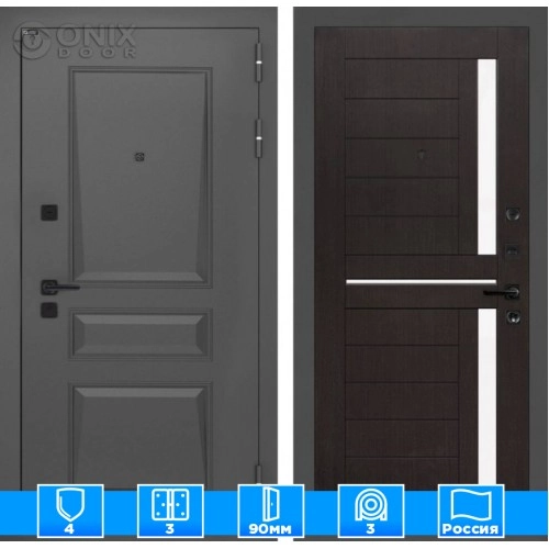 Входная дверь Орлеан 02 - Венге, стекло белое