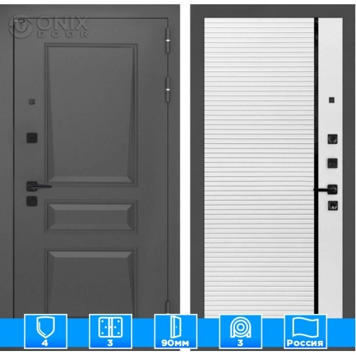 Входная дверь Орлеан 22 - Белый софт, черная вставка