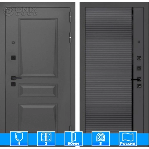 Входная дверь Орлеан 22 - Графит софт, черная вставка