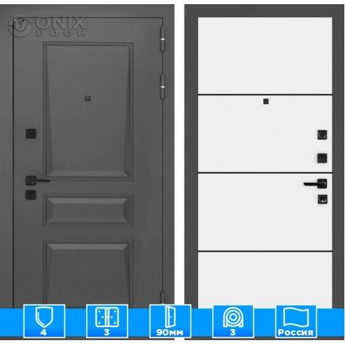 Входная дверь Орлеан 25 - Белый софт, черный молдинг